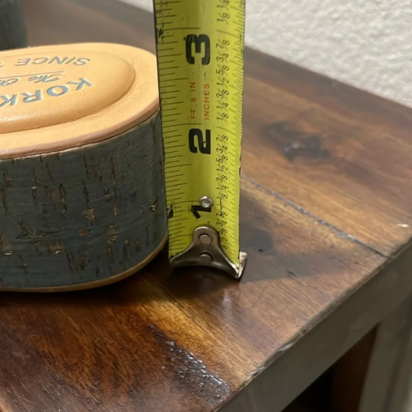 Kork Ease Cork Wedge Open Toe Leather Slide Platform Blue Sandals Sz 9 - Picture 17 of 17